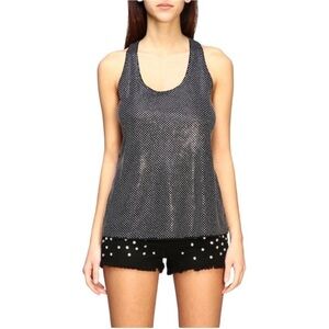 PINKO: top with all-over rhinestones - Black